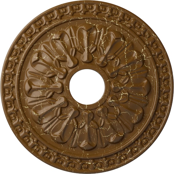 Ekena Millwork Warsaw Ceiling Medallion (Canopies up to 3 1/2"), 18"OD x 3 1/2"ID x 1 3/8"P, Smokey Topaz Crackle CM18WASTC - main